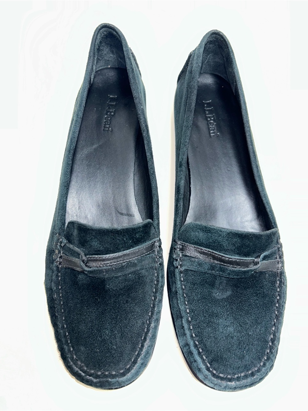 L.L. Bean Black Suede Slip On Moccasin Flat Loafer